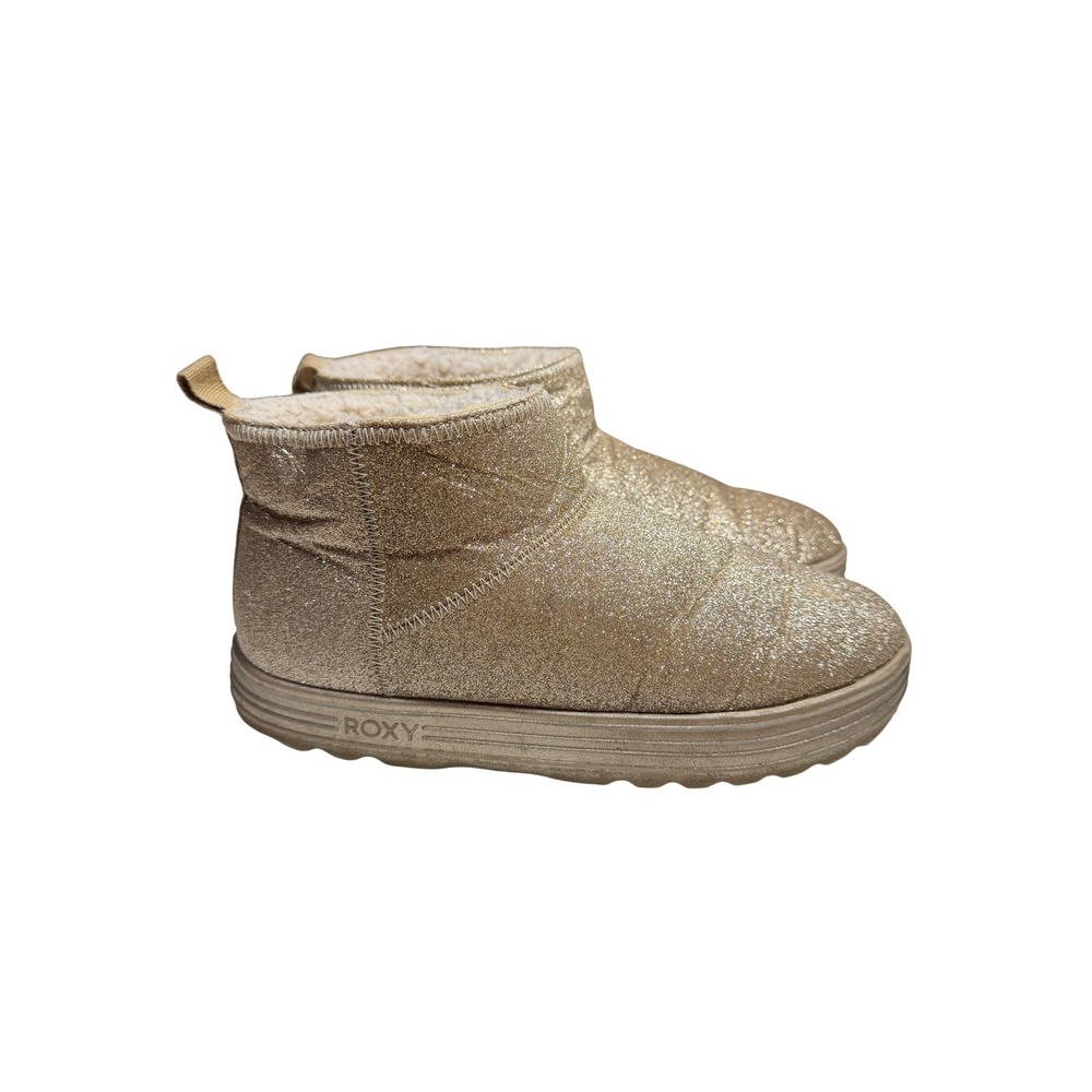 Roxy Kids Glitter Sparkle Winter Boots Gold Fleece Lined 4 Girls Glam Streetwear